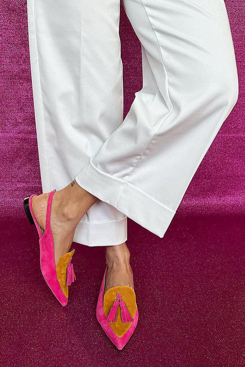Rosaa™ | Ballerine colorate con frange e cinturino decorativo alla caviglia