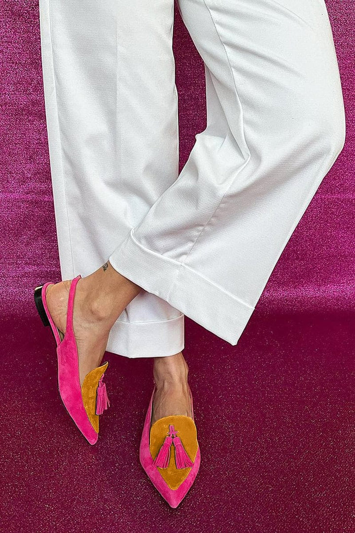 Rosaa™ | Ballerine colorate con frange e cinturino decorativo alla caviglia