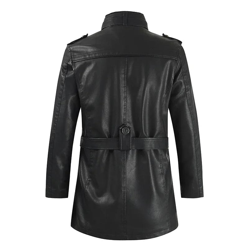Elegant Long Leather Biker Jacket