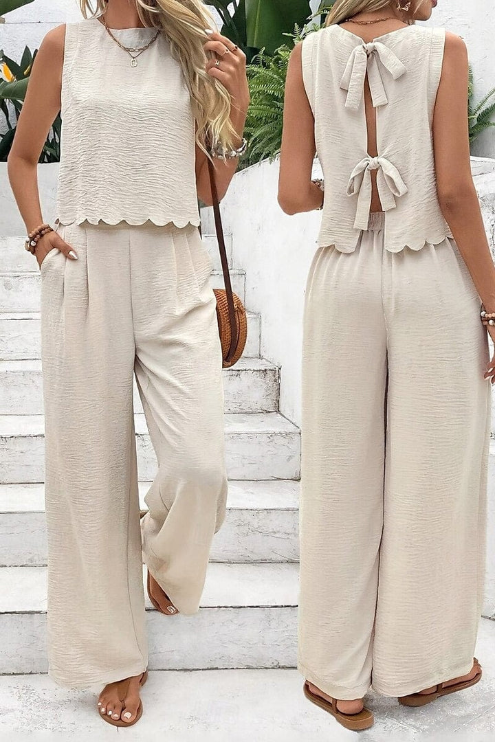 Elysia Textured Scallop Hem Two Piece Set