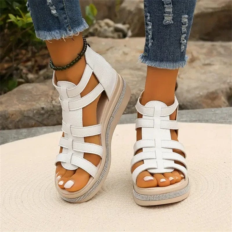 🔥49% de réduction🔥Sandales à semelles compensées avec décoration en strass💕Confortable et élégant💕