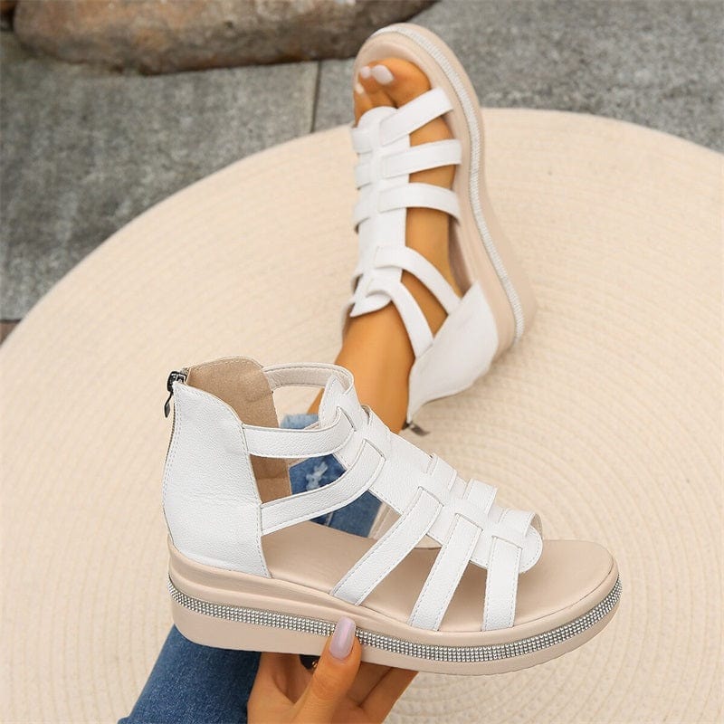 🔥49% de réduction🔥Sandales à semelles compensées avec décoration en strass💕Confortable et élégant💕