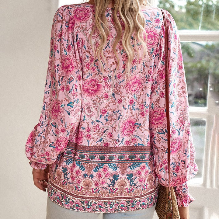 💖Laatste dag uitverkoop. 50% korting💖Vrouwelijke modieuze bedrukte V-hals lange mouw shirt