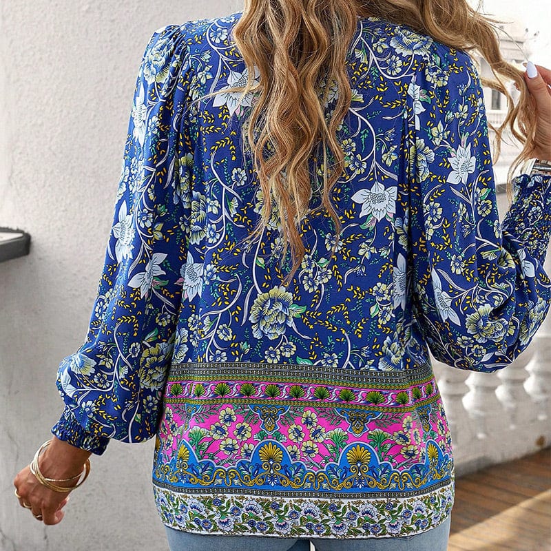 💖Laatste dag uitverkoop. 50% korting💖Vrouwelijke modieuze bedrukte V-hals lange mouw shirt