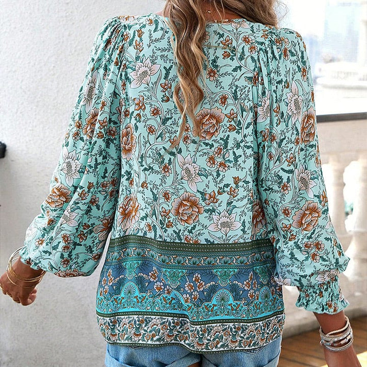💖Laatste dag uitverkoop. 50% korting💖Vrouwelijke modieuze bedrukte V-hals lange mouw shirt