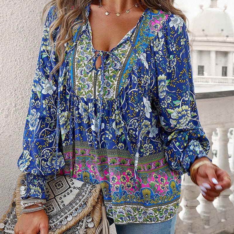 💖Laatste dag uitverkoop. 50% korting💖Vrouwelijke modieuze bedrukte V-hals lange mouw shirt