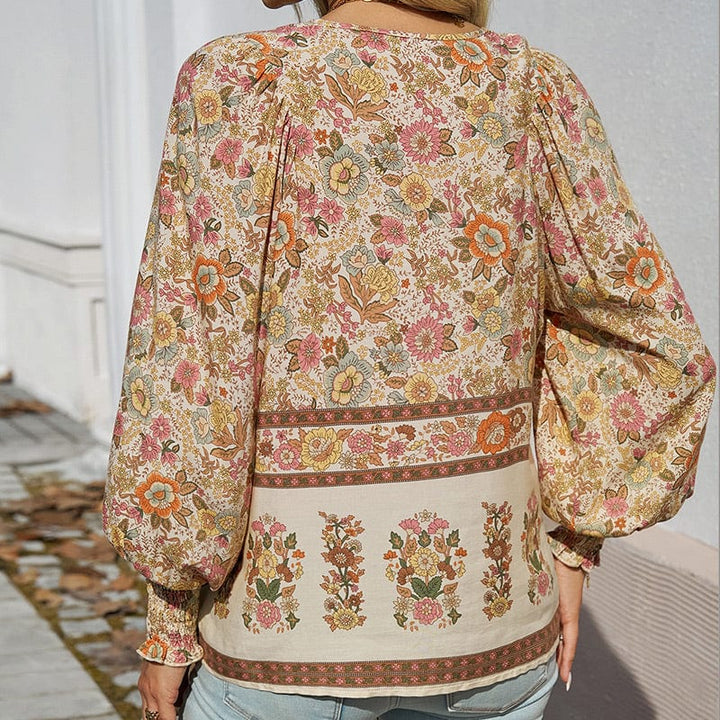 💖Laatste dag uitverkoop. 50% korting💖Vrouwelijke modieuze bedrukte V-hals lange mouw shirt