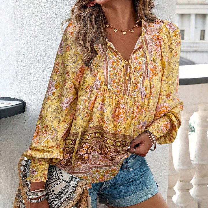 💖Laatste dag uitverkoop. 50% korting💖Vrouwelijke modieuze bedrukte V-hals lange mouw shirt