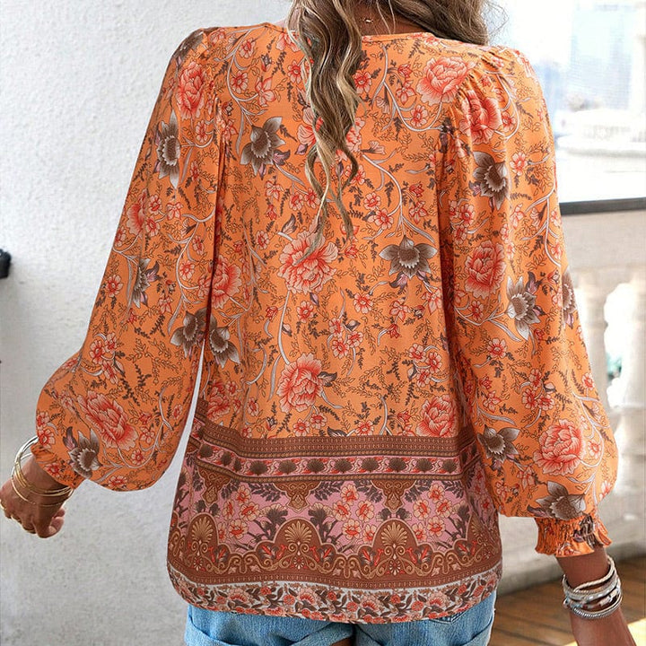 💖Laatste dag uitverkoop. 50% korting💖Vrouwelijke modieuze bedrukte V-hals lange mouw shirt