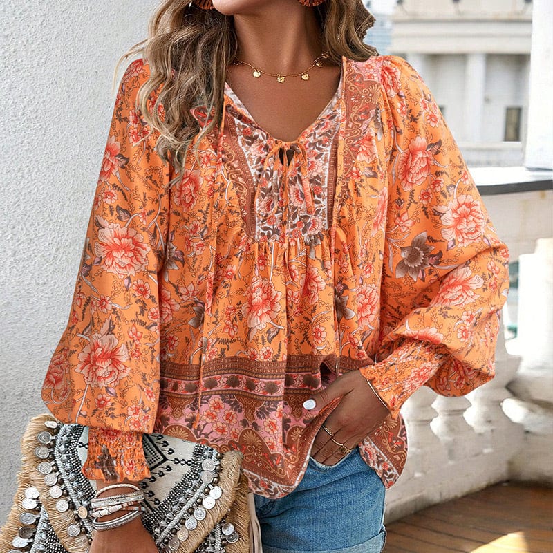💖Laatste dag uitverkoop. 50% korting💖Vrouwelijke modieuze bedrukte V-hals lange mouw shirt