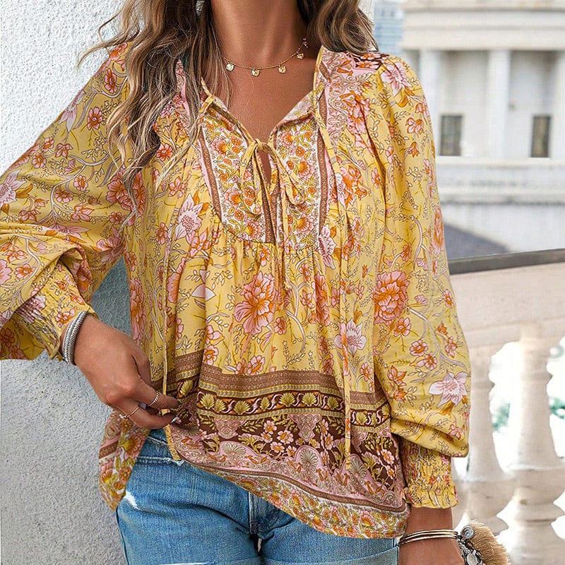 💖Laatste dag uitverkoop. 50% korting💖Vrouwelijke modieuze bedrukte V-hals lange mouw shirt