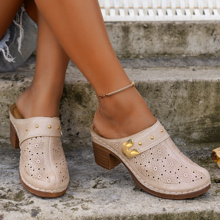 Women's Slip-On Closed Toe Chunky Sandals