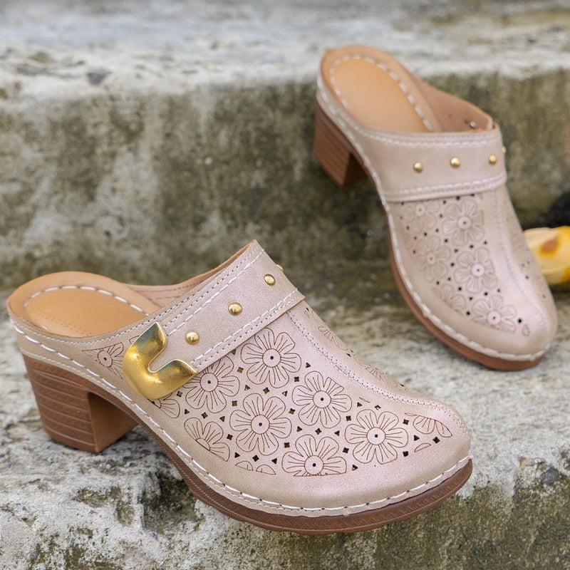 Women's Slip-On Closed Toe Chunky Sandals