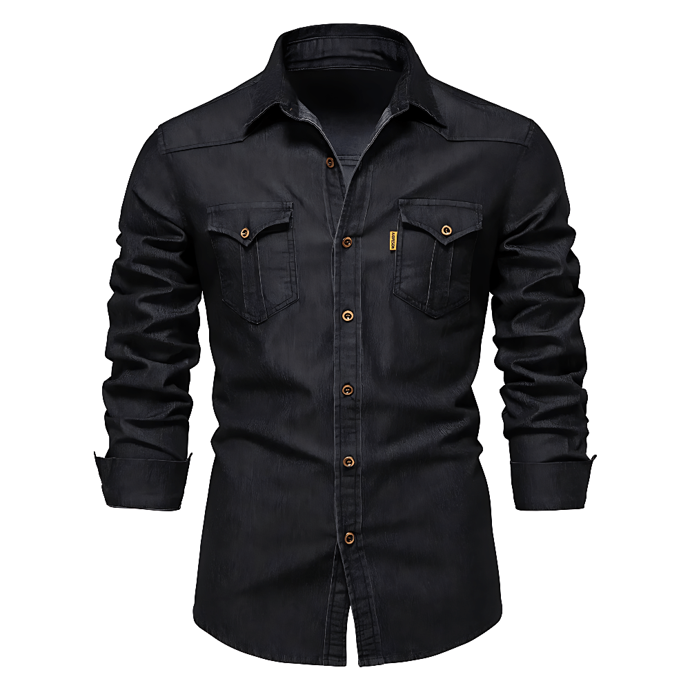 AdaptiveFit Cotton Denim Shirt: Tailored For Men