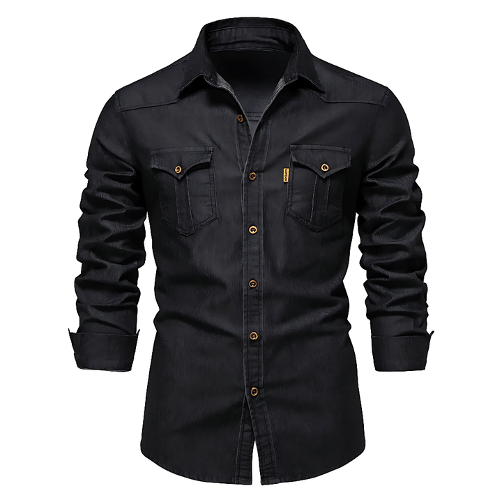 AdaptiveFit Cotton Denim Shirt: Tailored For Men