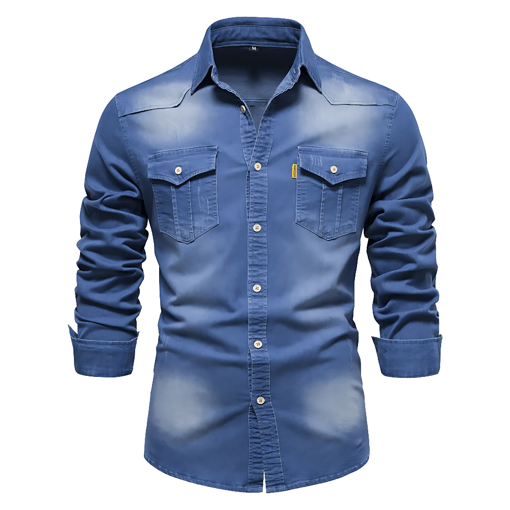 AdaptiveFit Cotton Denim Shirt: Tailored For Men